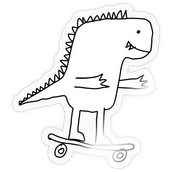 Dino Skateboard Cartoon, Cool Dinosaur Nerd Kids - Sticker size S (10 x 10 cm) - transparent glossy - Front