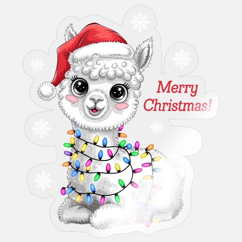 Alpaca Kersttrui Grappig Schattig - Sticker maat S (10 x 10 cm) - glanzend transparant