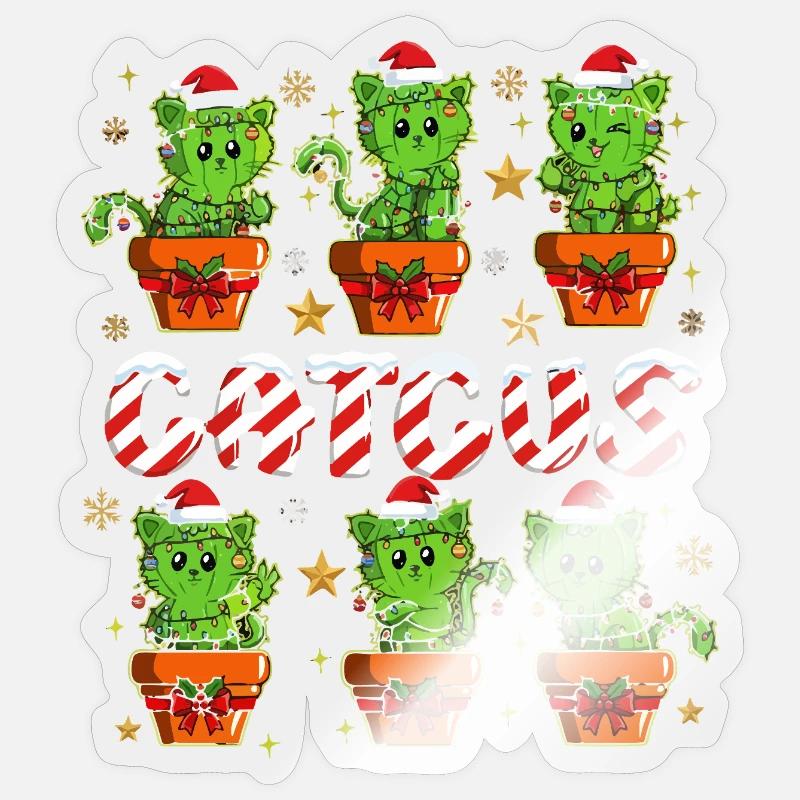Caticus Weihnachtskaktus Sticker Größe S (10 x 10 cm)