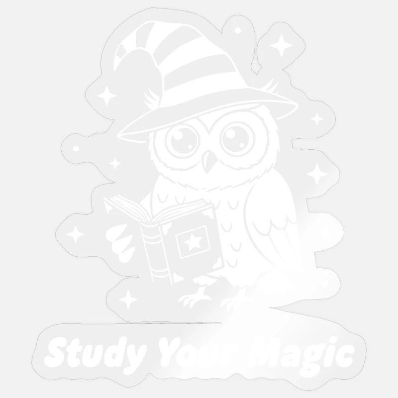 Magic owl learns magic - Sticker size S (10 x 10 cm) - transparent glossy