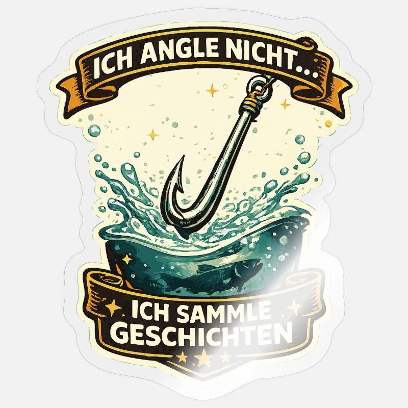 Ich angle nicht ich sammle Geschichten - Sticker Größe S (10 x 10 cm) - Transparent glänzend