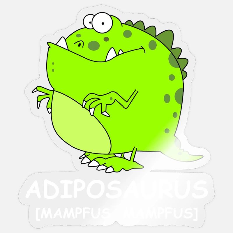 Adiposaursus Dino-Comic - Sticker Größe S (10 x 10 cm) - Transparent glänzend