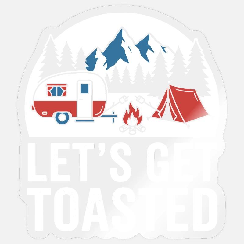 Campfire Camping Scene - Sticker size S (10 x 10 cm) - transparent glossy
