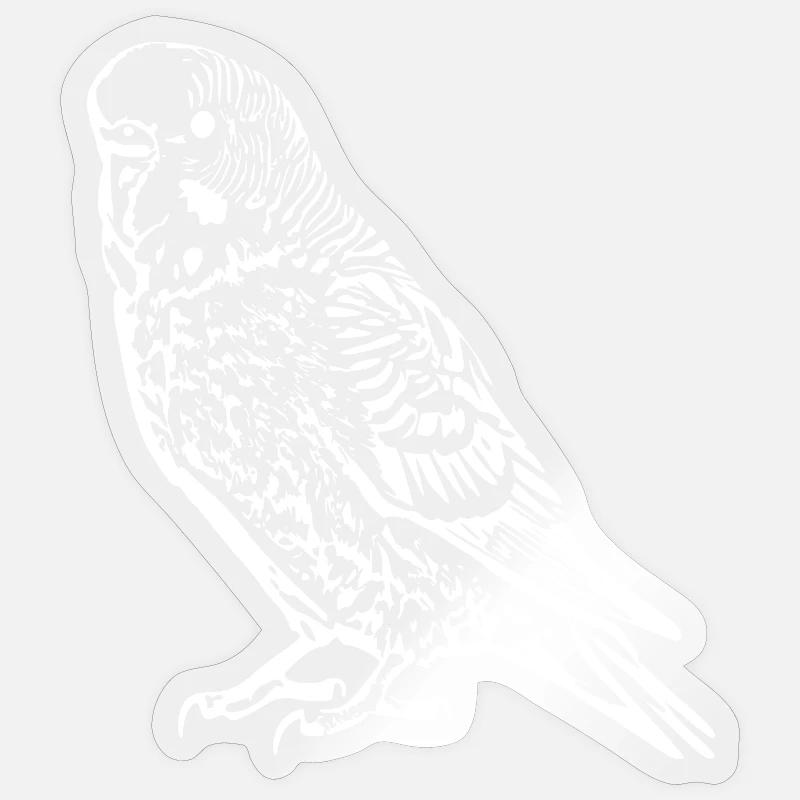 Perruche perrucheuse blanc - Sticker taille S (10 x 10 cm) - brillant transparent
