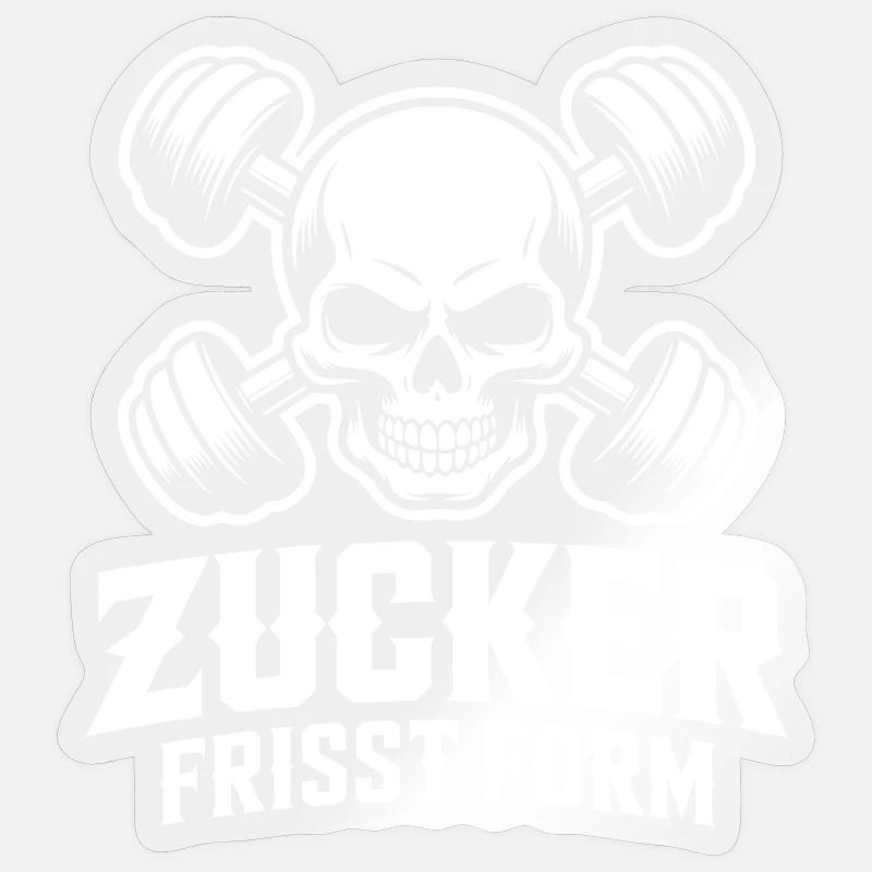 Skull Strength Gym Design Avoid Sugar Sticker size S (10 x 10 cm)
