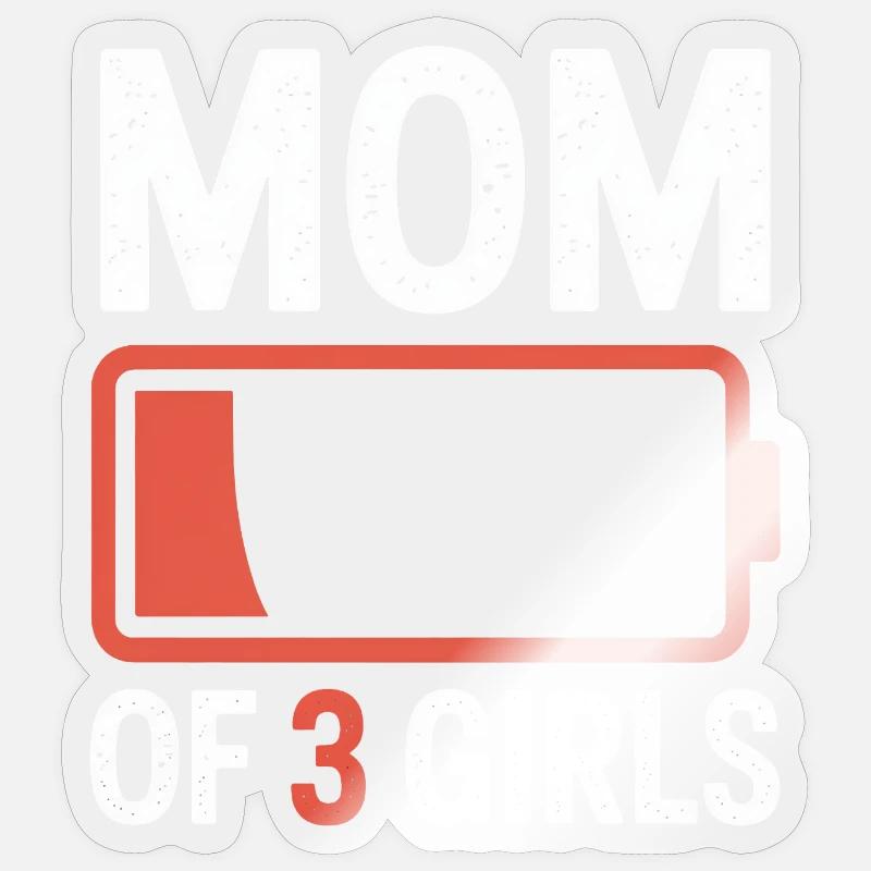 Maman de 3 filles Battery Icon Tee - Sticker taille S (10 x 10 cm) - brillant transparent