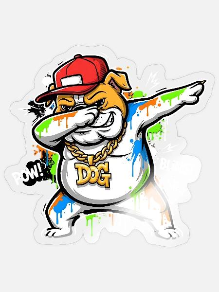 Cooler Hund Dab Pose für Hundeliebhaber Hip Hop - Sticker Größe S (10 x 10 cm) - Transparent glänzend
