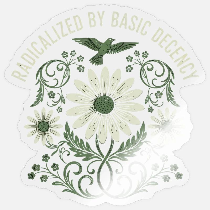 Radicalized by Basic Decency Vintage Flower Shirt Sticker Größe S (10 x 10 cm)