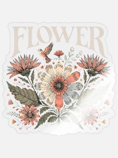 Flower Blumen Geschenk für Frauen und Mama - Sticker Größe S (10 x 10 cm) - Transparent glänzend