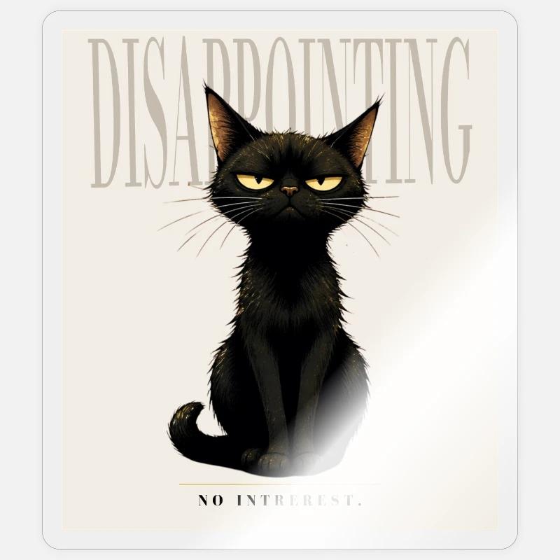 Disappointing. – Sarcastic Black Cat Design - Sticker size S (10 x 10 cm) - transparent glossy