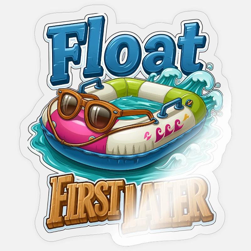 Flotte d’abord, puis après - Sticker taille S (10 x 10 cm) - brillant transparent