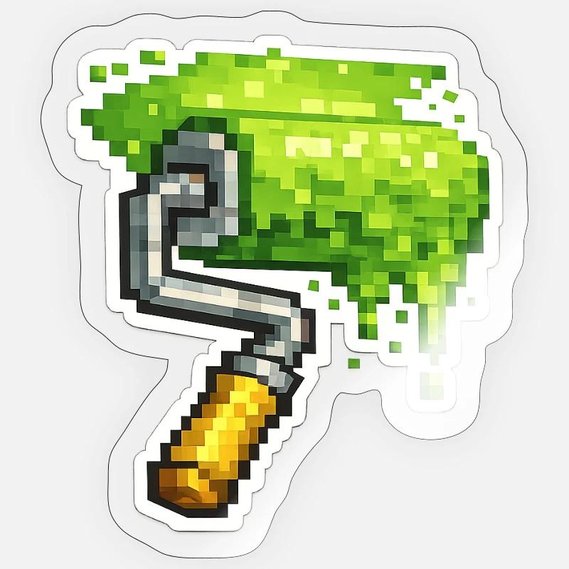 Pixel Farbrolle Grün - Sticker Größe S (10 x 10 cm) - Transparent glänzend