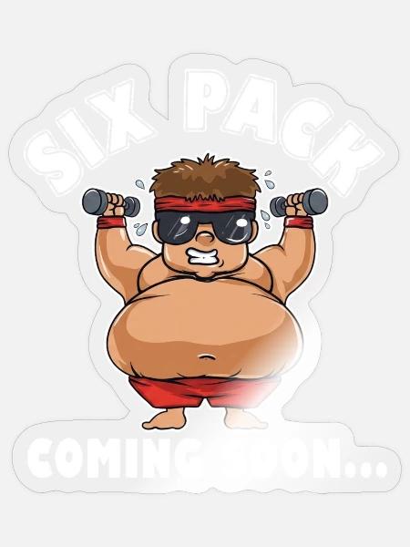 Sixpack Coming Soon – Lustiger Bodybuilder - Sticker Größe S (10 x 10 cm) - Transparent glänzend