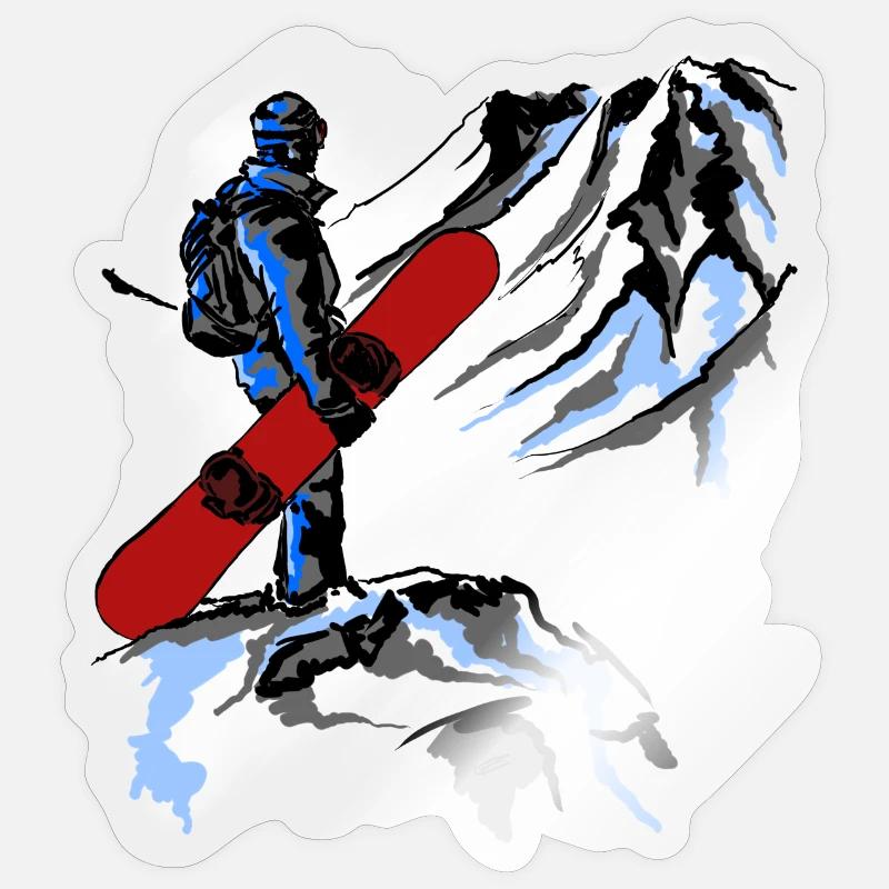 snowboarding - Sticker size S (10 x 10 cm) - transparent glossy