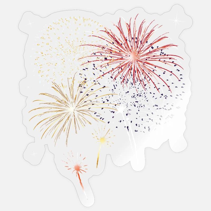 Feux d'artifice le jour de l'an - Sticker taille S (10 x 10 cm) - brillant transparent