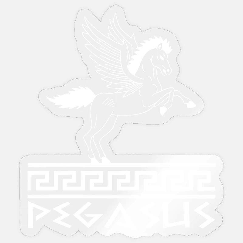 Cheval Pégase blanc Sticker taille S (10 x 10 cm)