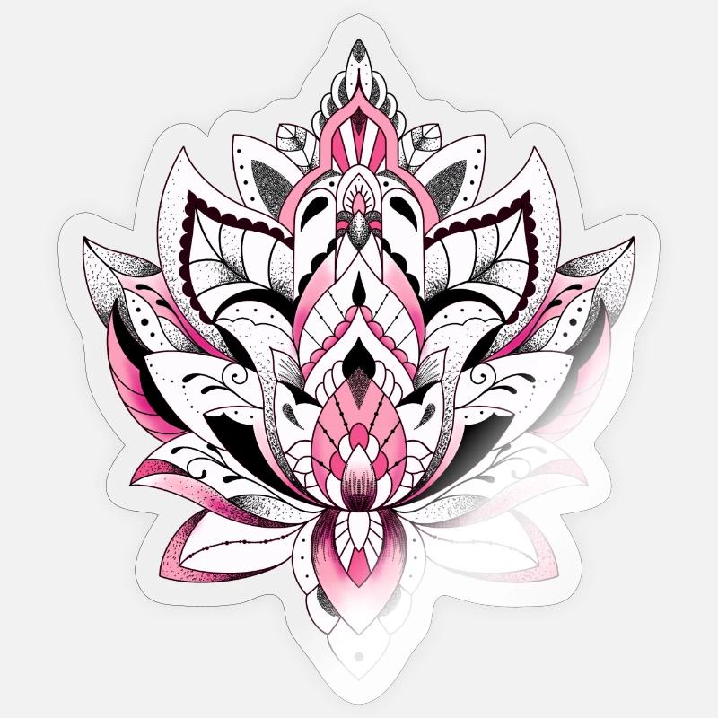 lotus mandala couleur rose - Sticker taille S (10 x 10 cm) - brillant transparent
