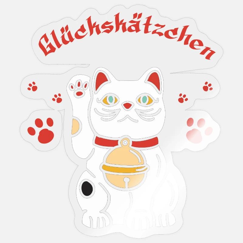 Glückskätzchen-süßes Winkekatzedesign - Sticker Größe S (10 x 10 cm) - Transparent glänzend