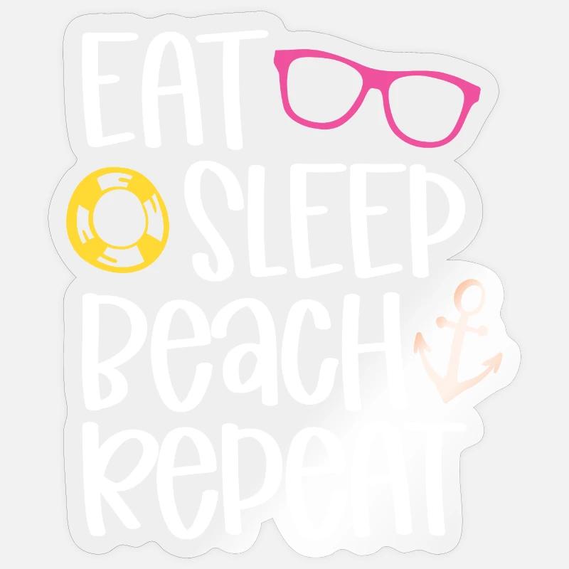Eat Sleep Beach Repeat - Sticker Größe S (10 x 10 cm) - Transparent glänzend