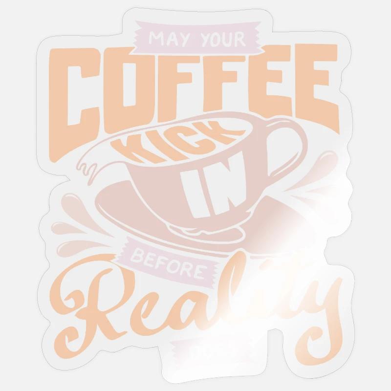 Café et réalité - Sticker taille S (10 x 10 cm) - brillant transparent
