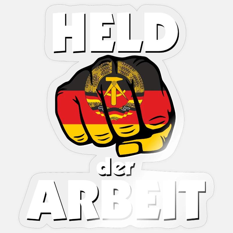 Held der Arbeit Ostalgie DDR Sticker Größe S (10 x 10 cm)