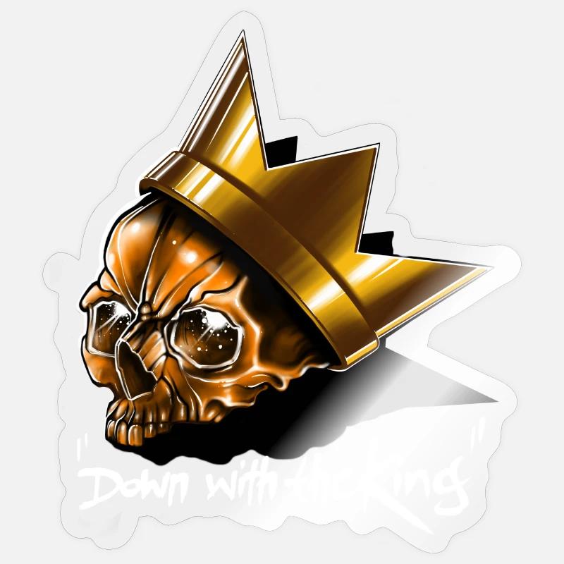 Down with the King - Sticker Größe S (10 x 10 cm) - Transparent glänzend