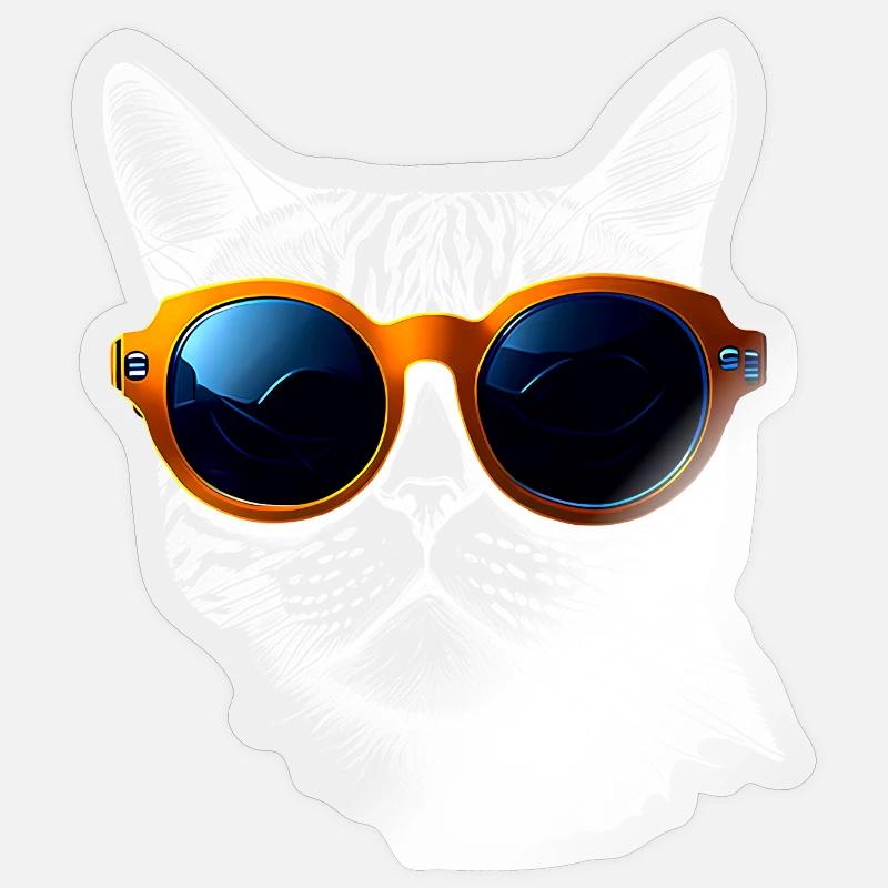 Coole Katzen-Vibes - Sticker Größe S (10 x 10 cm) - Transparent glänzend