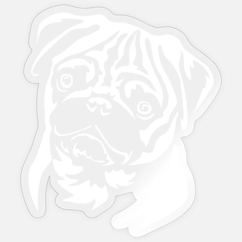Pug Head « Black Edition » - Sticker taille S (10 x 10 cm) - brillant transparent