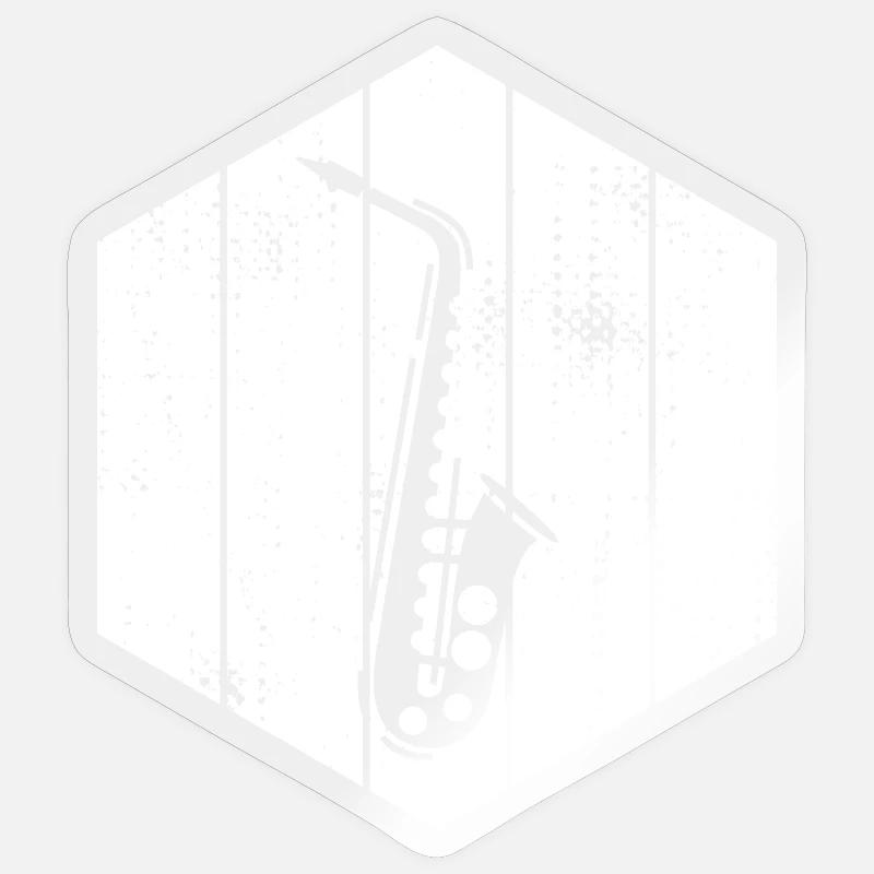 Dessin de saxophone - Sticker taille S (10 x 10 cm) - brillant transparent