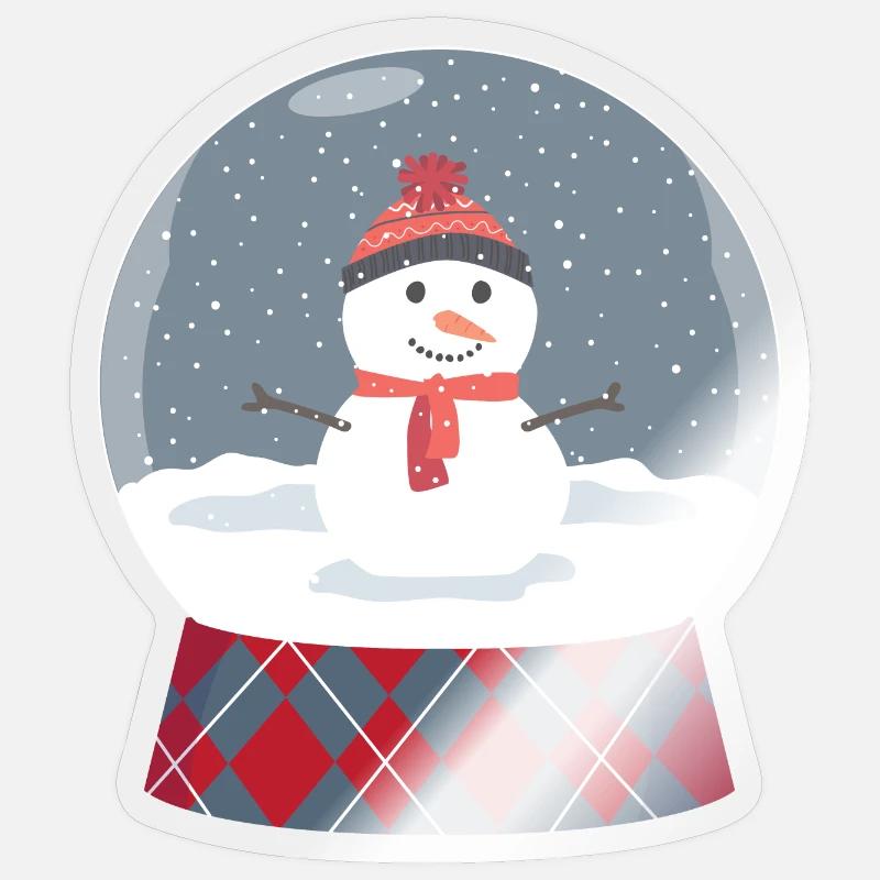 Glaskugel mit Schneemann - Sticker Größe S (10 x 10 cm) - Transparent glänzend