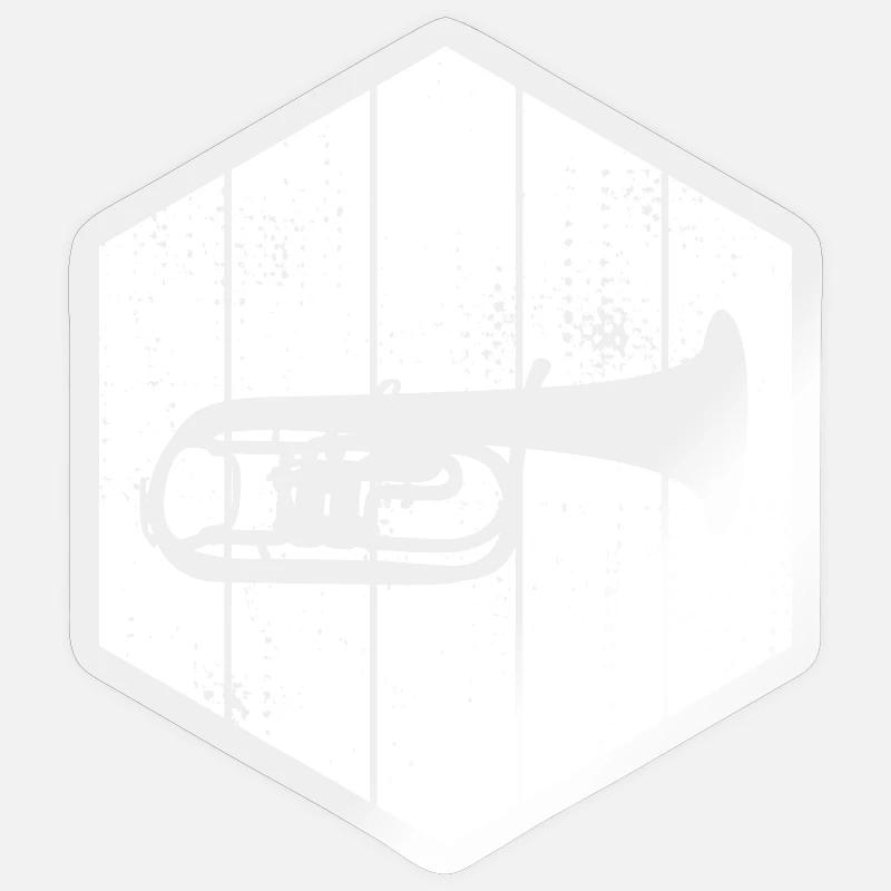 Dessin de trompette - Sticker taille S (10 x 10 cm) - brillant transparent