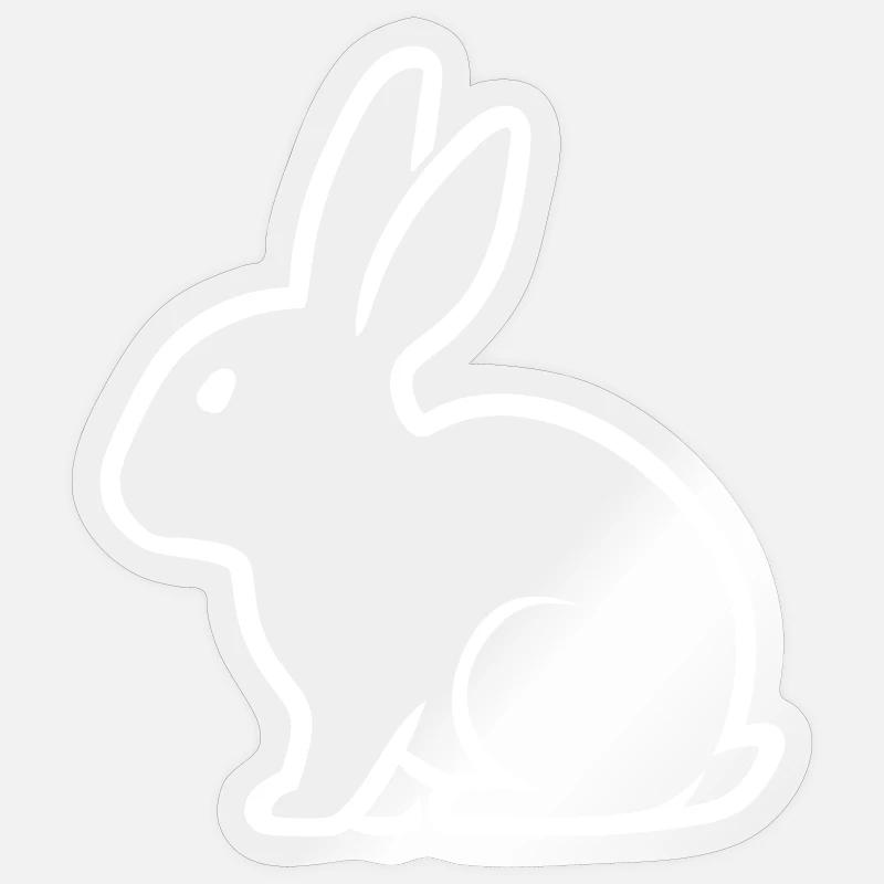 lapin blanc silhouette - Sticker taille S (10 x 10 cm) - brillant transparent