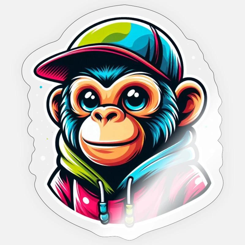 Casquette à capuche Monkey Sticker taille S (10 x 10 cm)