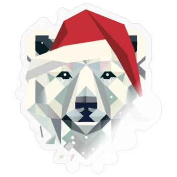 Weihnachts-Eisbär im modernen geometrischen Stil - Sticker Größe S (10 x 10 cm) - Transparent glänzend - Vorne