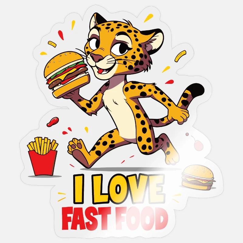 Conception de guépard pour la restauration rapide - Sticker taille S (10 x 10 cm) - brillant transparent