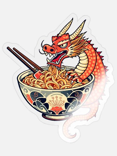 Drachen Ramen Meisterwerk - Sticker Größe S (10 x 10 cm) - Transparent glänzend