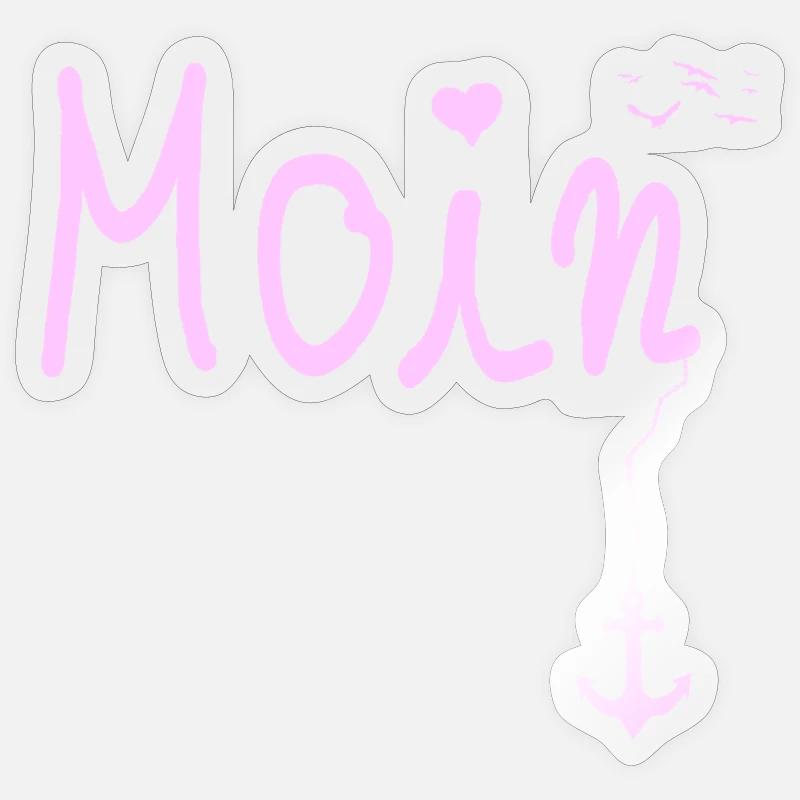 Moin Begrüßung Moin mit Möwe Sticker Größe S (10 x 10 cm)