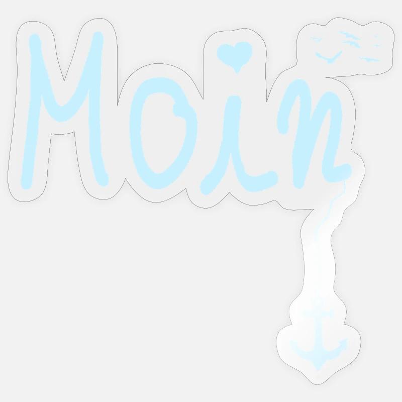 Moin Begrüßung Moin mit Möwe Sticker Größe S (10 x 10 cm)