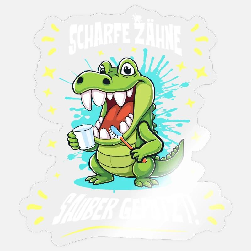 Hygiène dentaire crocodile - Sticker taille S (10 x 10 cm) - brillant transparent