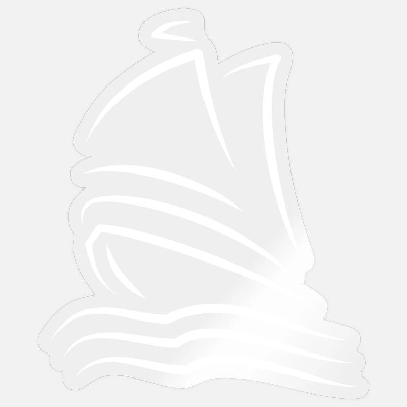 Minimalist stretch sailing ship Sticker size S (10 x 10 cm)