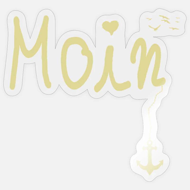 Moin Begruessung Moin mit Moewe - Sticker Größe S (10 x 10 cm) - Transparent glänzend