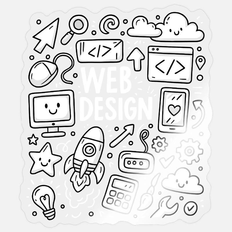 Icônes de doodle de conception Web Sticker taille S (10 x 10 cm)