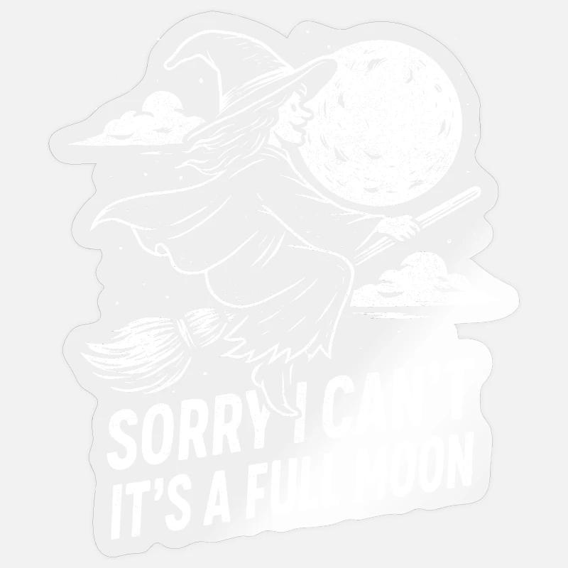 Witch at full moon on broom Sticker size S (10 x 10 cm)