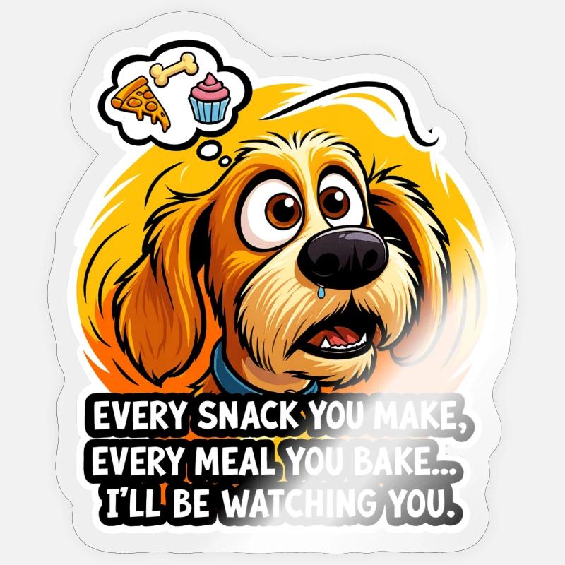 Chien câlin avec des pensées de collation Sticker taille S (10 x 10 cm)