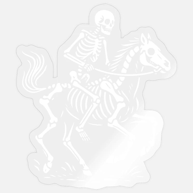 Illustration de cavalier squelette éthéré - Sticker taille S (10 x 10 cm) - brillant transparent