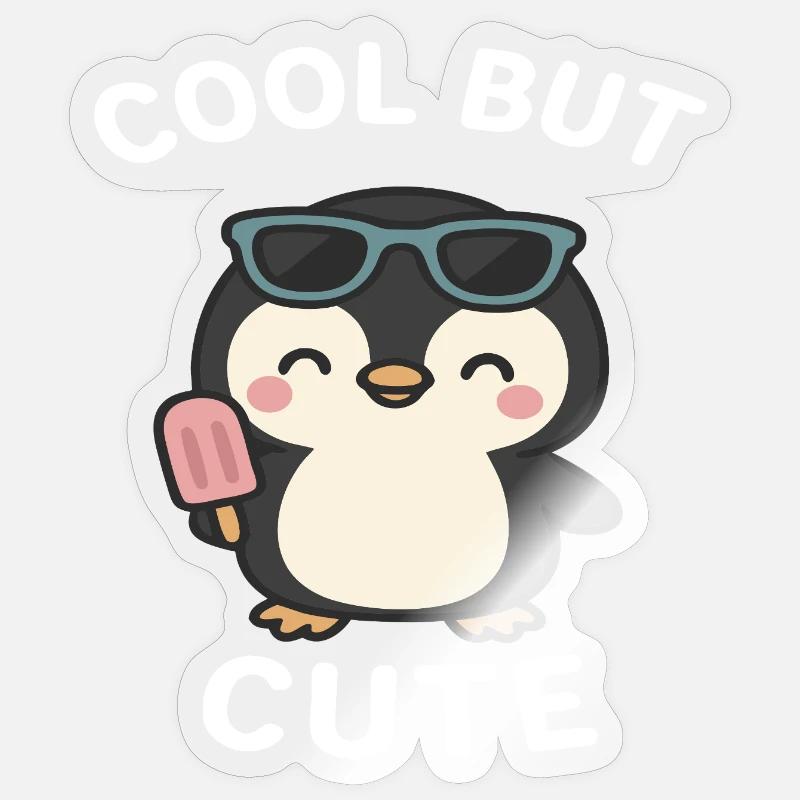 Pingouins - Sticker taille S (10 x 10 cm) - brillant transparent