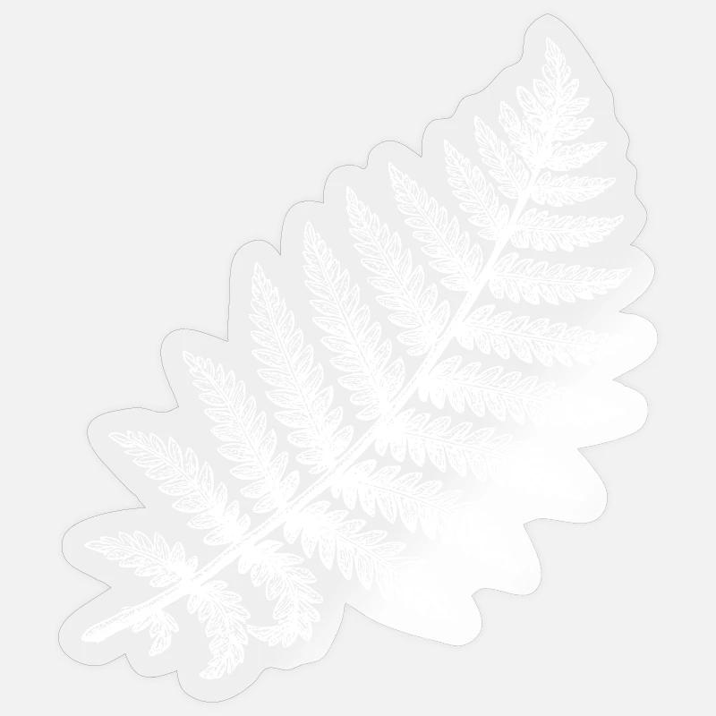 Fern leaf in white silhouette - Sticker size S (10 x 10 cm) - transparent glossy