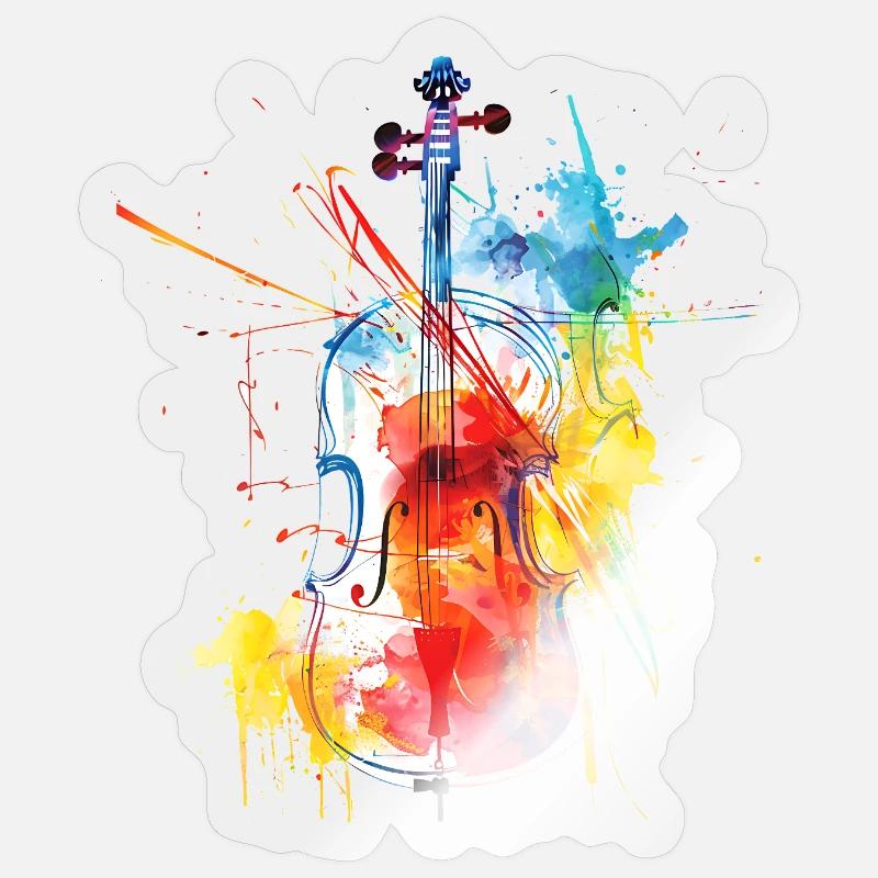Colourful violin art Sticker size S (10 x 10 cm)