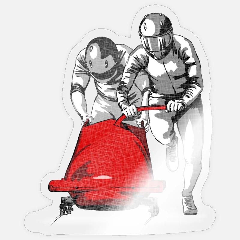 Bobsledder pushing at the start - Sticker size S (10 x 10 cm) - transparent glossy