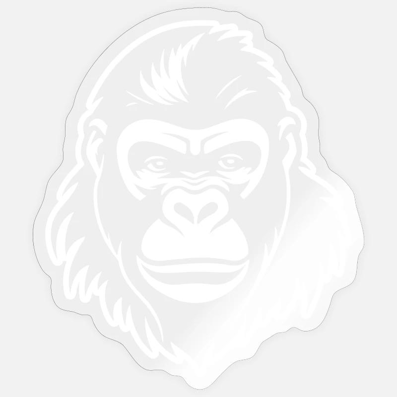 Tête de gorille - Sticker taille S (10 x 10 cm) - brillant transparent